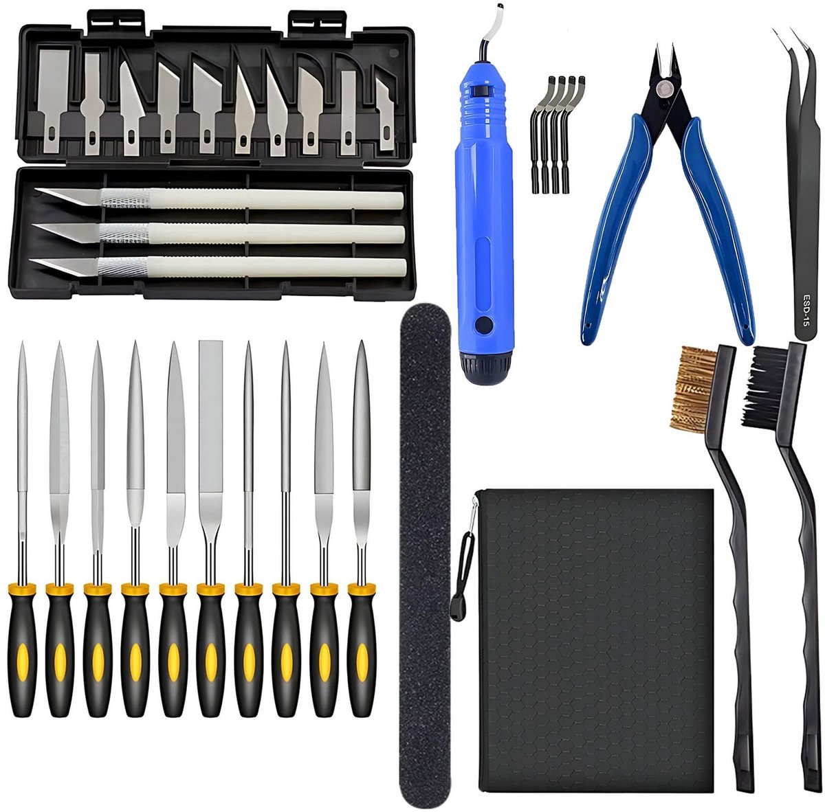 Dailygoods - Ontbraamgereedschapsset, 34 stuks voor modelbouw en nabewerking