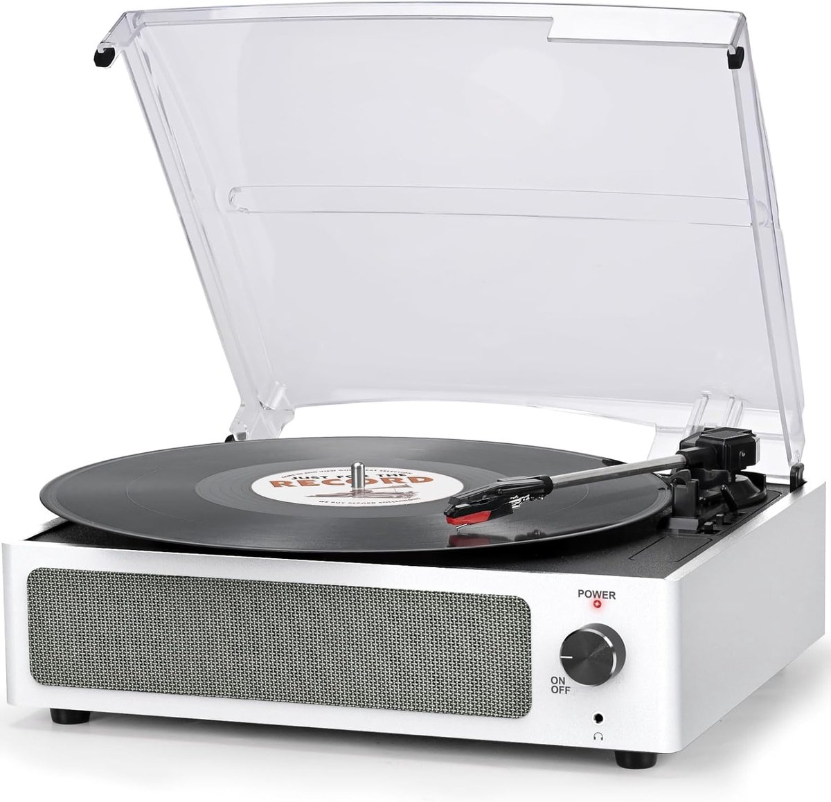 Dailygoods- Platenspeler met Bluetooth - Draadloze LP-Phonograaf - 3-Snelheden - Retro Wit - Inclusief Luidsprekers - Auto-stopfunctie - Vinylspeler
