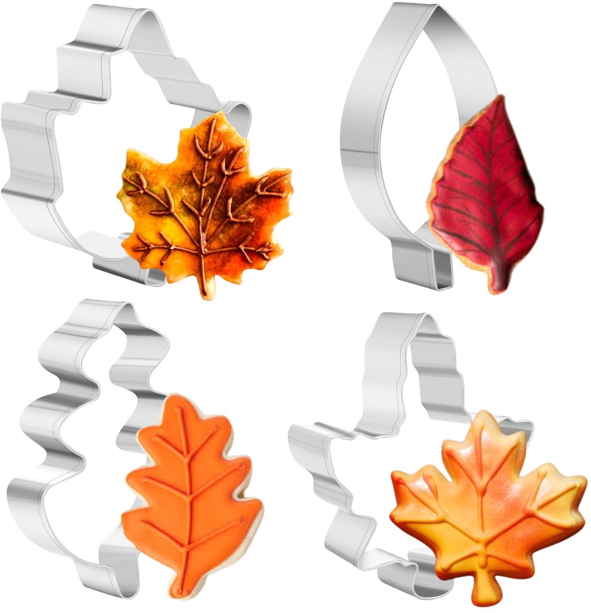 Dailygoods - 4-Delige Fall Leaf Cookie Cutter Set - Herfst Blad Vormen