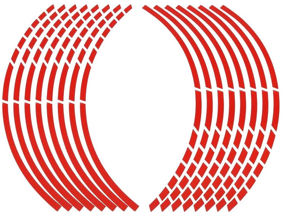 Dailygoods- Reflecterende Strips 16 Stuks - Velgenstickers - Voor Fietsen/Auto's/Motorfietsen - Geschikt voor 17-18 Inch - Zelfklevend - Weerbestendig - Wielstickers