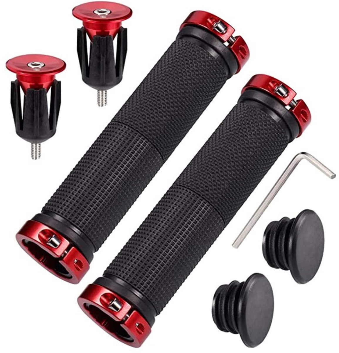 Dailygoods - Universele Antislip MTB Fietsstuurhoes - Rood/Zwart Rubber Grip