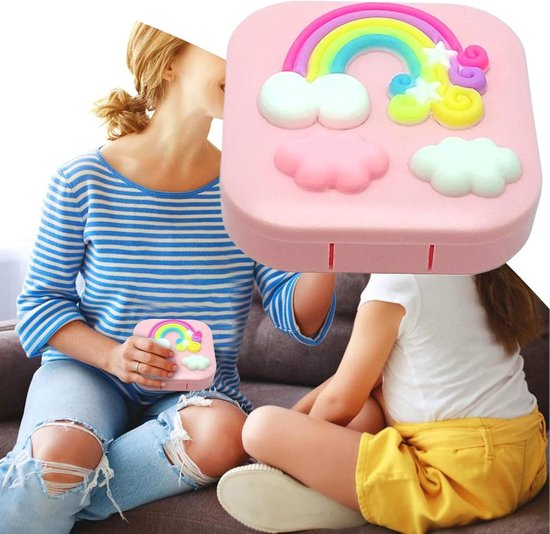 Tandendoosje Regenboog - Melktand bewaarder - Herinneringen bewaren - Creatief ontwerp - 6.8x6.8x2.1 cm - Roze — afbeelding 5
