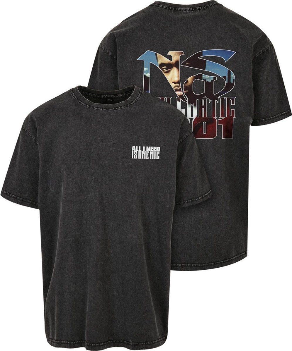 Mister Tee Nas Stillmatic Acid Washed Oversize Heren T-shirt M Zwart
