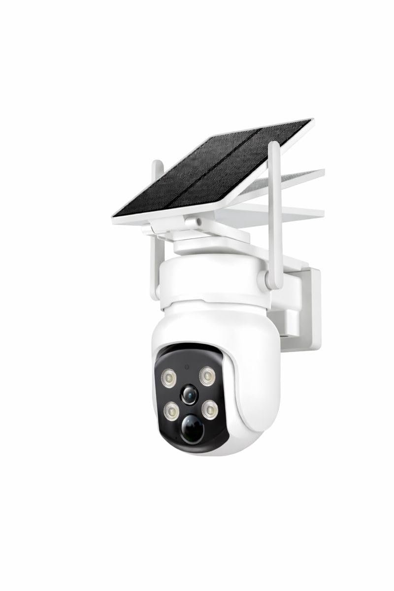 SnelShoppen - 2,5 K 4 MP Bewakingscamera voor Buiten - Zonne-energie, 360 Graden PTZ Draadloze Camera met Accu en PIR Bewegingsmelder - Outdoor WLAN C