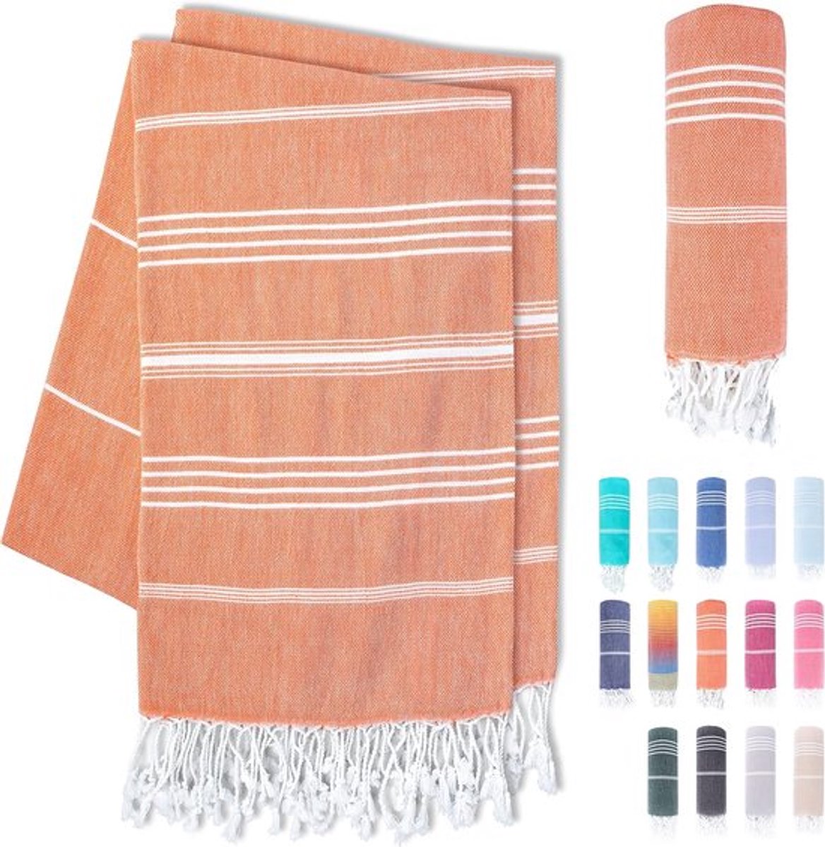 Thijox - Set van 2 Premium Fouta Hammam Handdoeken 100% Katoen 95x180 cm met Handgeknoopte