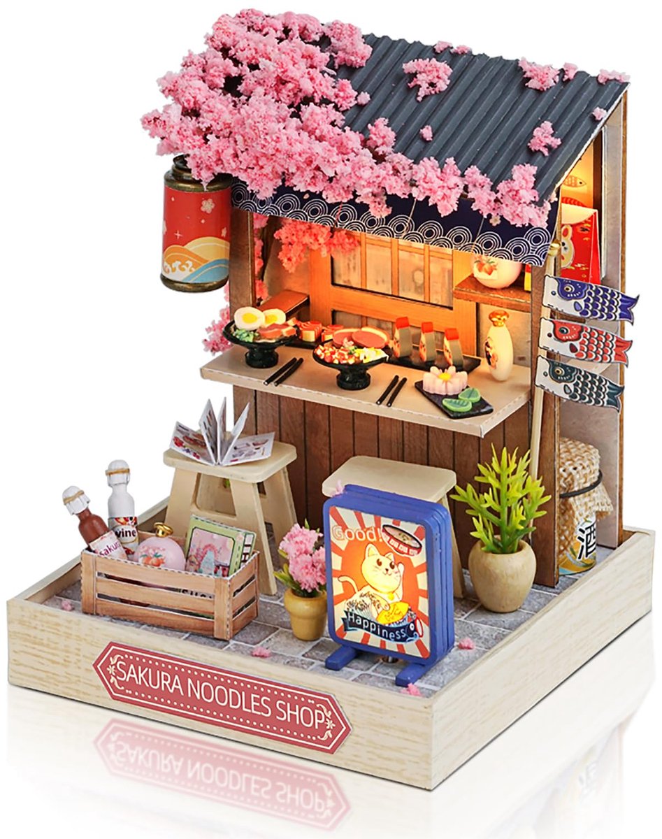 Dailygoods - DIY Houten Poppenhuis Kit met Meubels en Stofhoes
