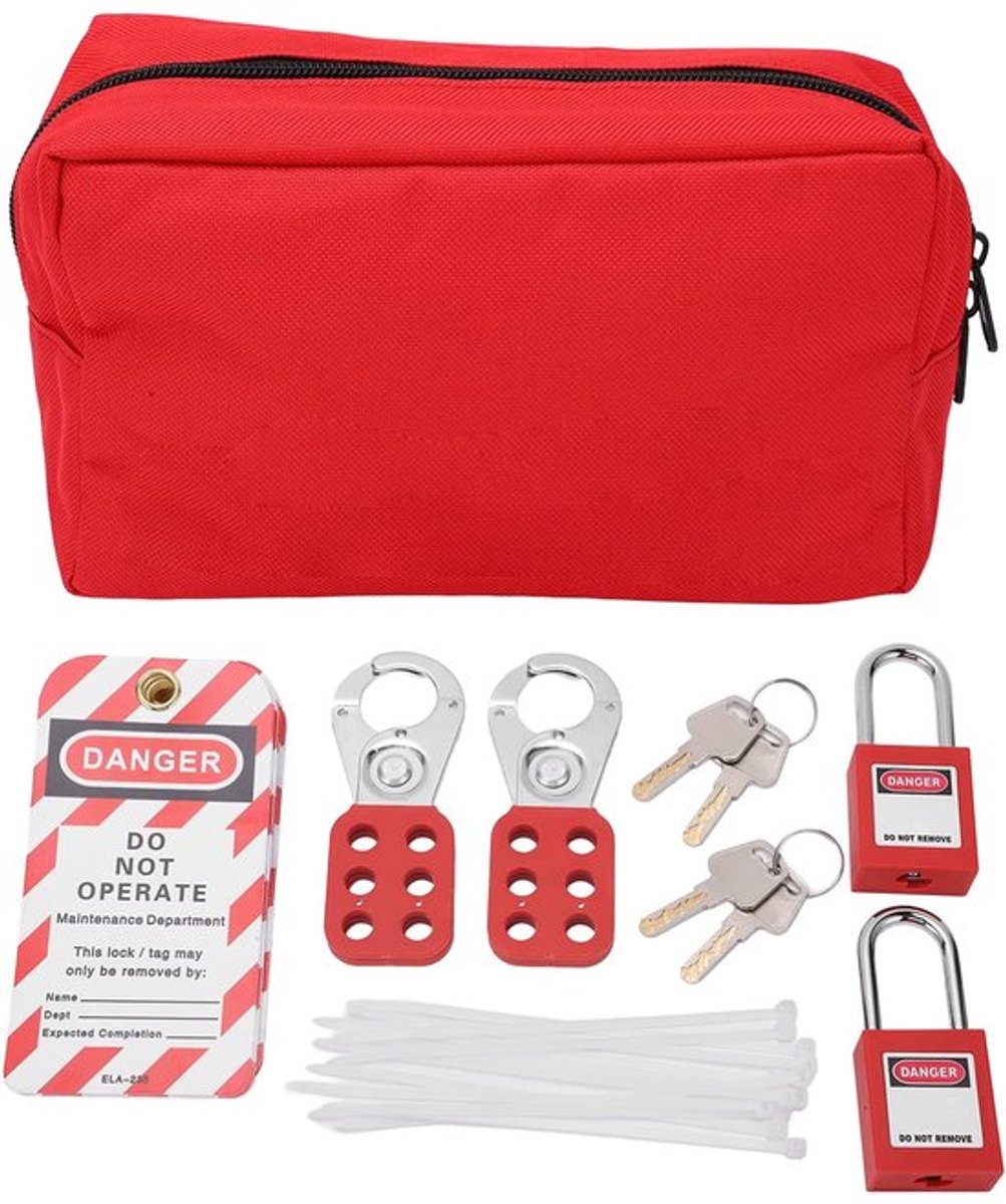 Lockout Markeer Set - Elektrisch - Veiligheids Hangslot en LOTO-labels - Veiligheid - Markering - Beveiliging - Werkplek - Professioneel