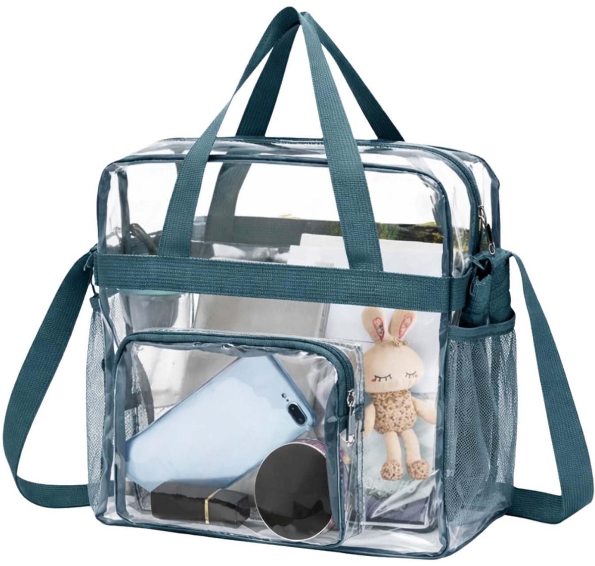 Dailygoods - Transparante tas 30 x 30 x 15 cm, ideaal voor stadionbezoek en boodschappentas