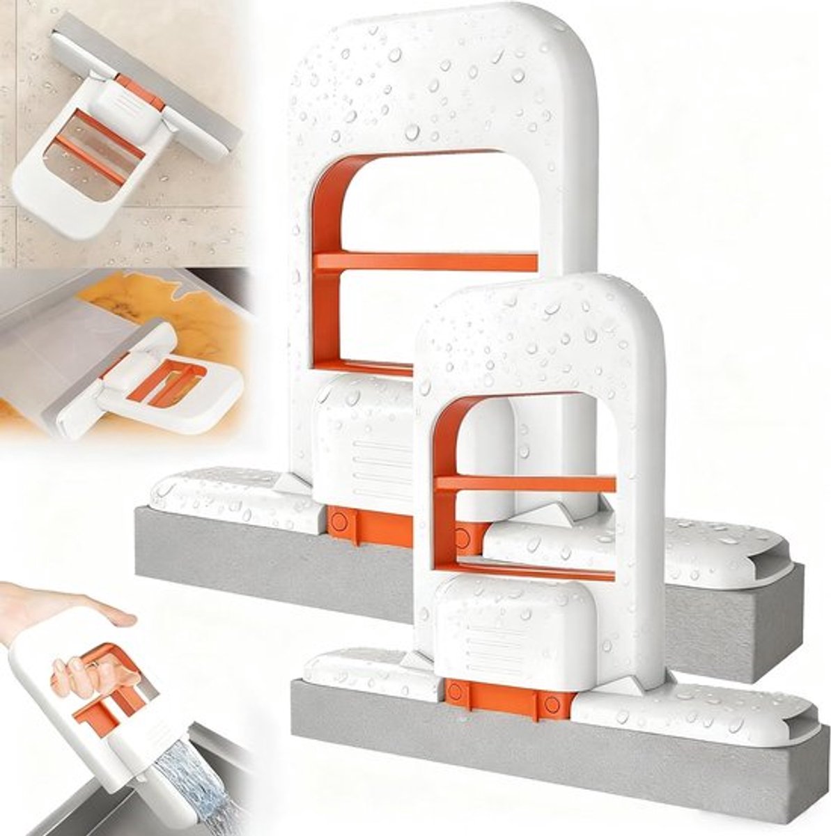 Mini tafelmop, muurreinigings- en stofmop, herbruikbaar stofzuigsysteem, geschikt voor nat en droog reinigen, ideaal voor restaurants, ramen, spiegels, voorruiten, auto's, en voor het schoonmaken van huis en keuken (2-pack)