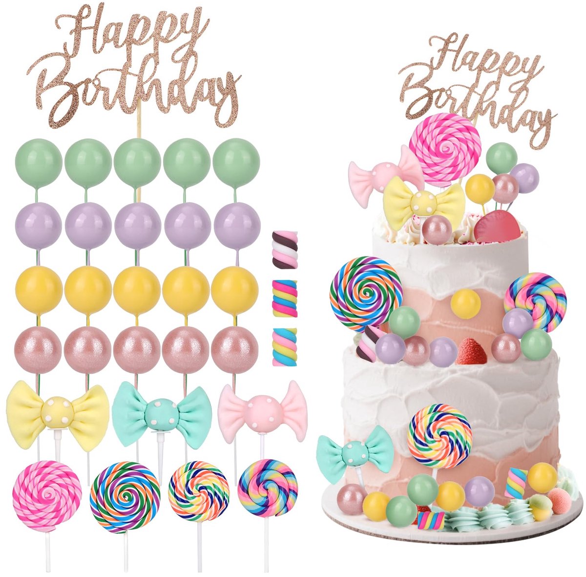 Dailygoods - 31-delige Candy Cake Topper voor Verjaardagen - Kleurrijke Lollipop Decoratie