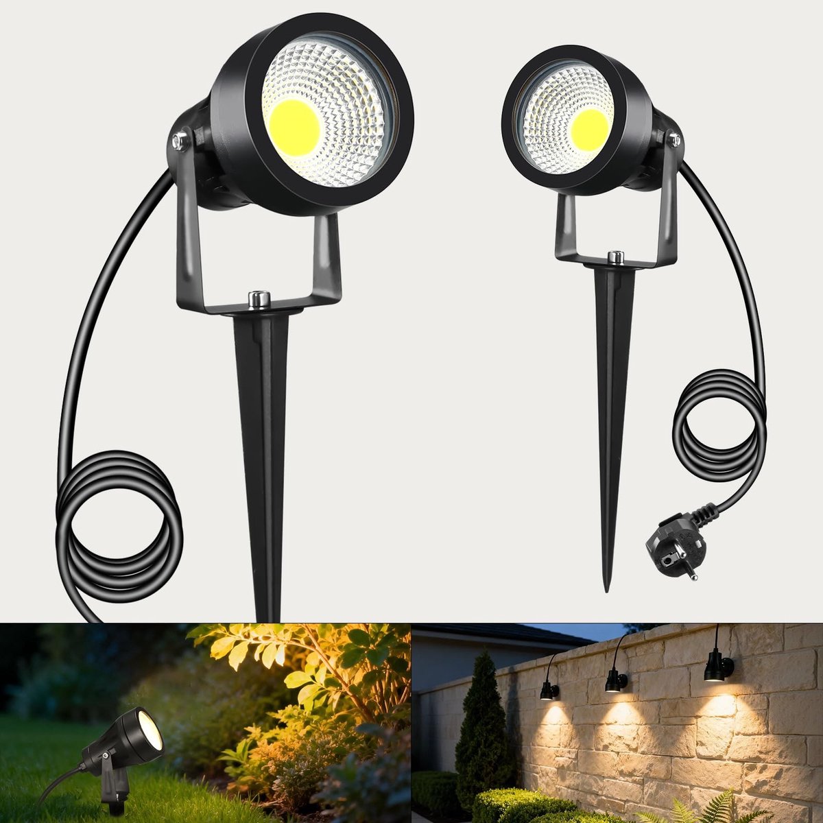 Dailygoods- Tuinlamp 7W 700LM - Wandgemonteerde Buitenlamp - IP65 Waterdicht - Tuinverlichting met Grondpen - 2 Installatiemethoden - Geschikt voor Planten en Terrassen - Buitenverlichting
