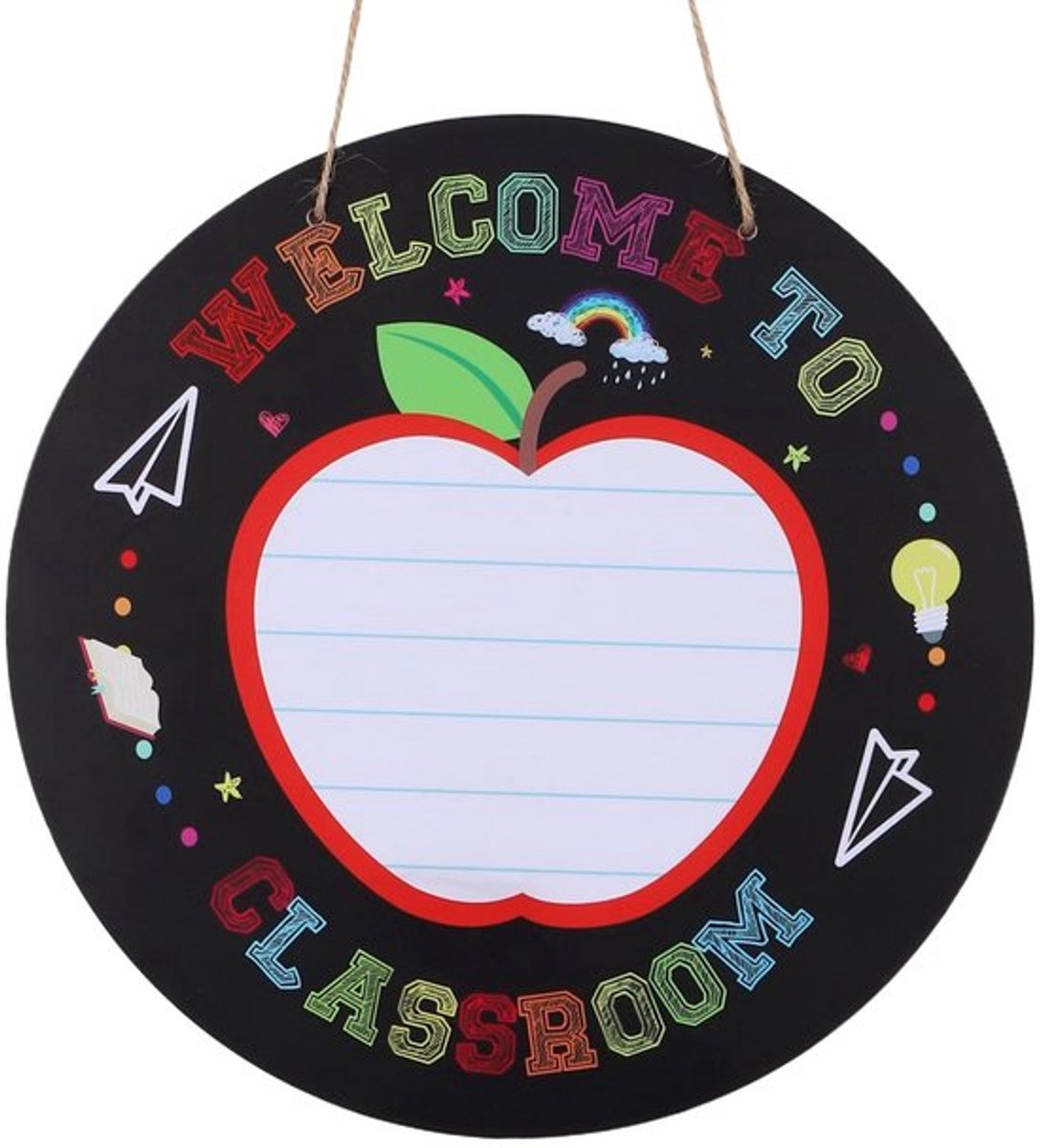 - Deurbord - Welkom in de Klas - 30cm Hanger - Terug naar School - Schoolaccessoire - Klaslokaal - Decoratie - Bord