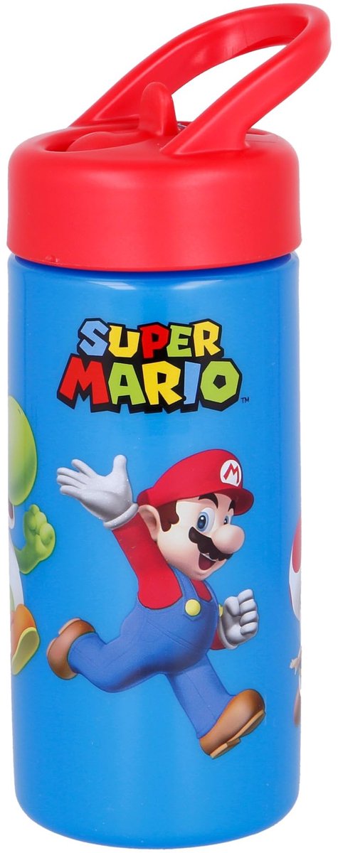 Dailygoods - Super Mario Bros Sportbidon met Rietje en Handvat - 410ml