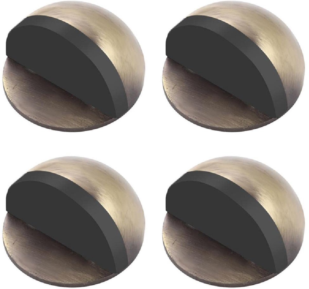 Dailygoods - 4 Stuks Ovalen Vloer Gemonteerde Deurstoppers - in Vintage Brons