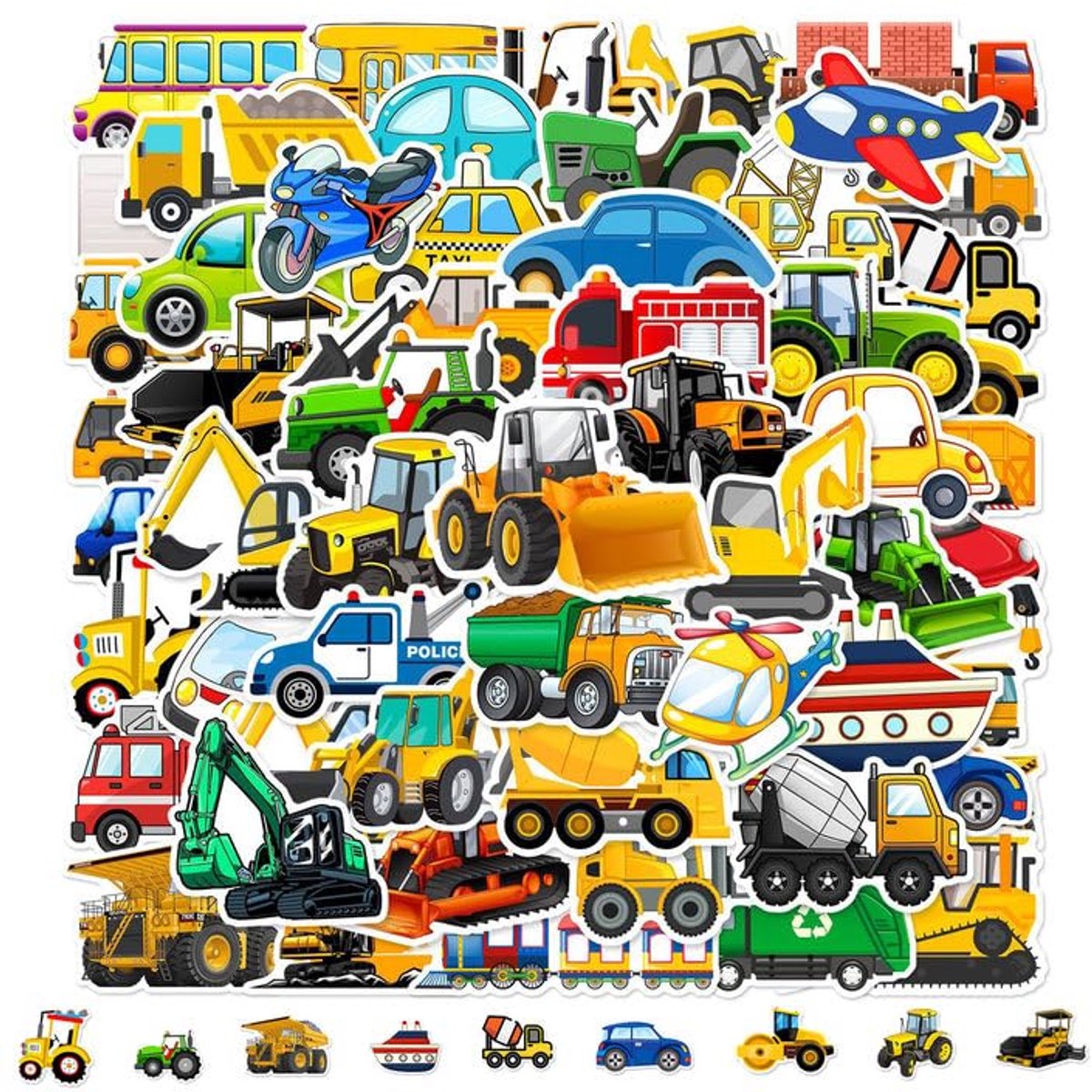 Dailygoods - Graafmachinestickers voor Kinderen - 120 Stuks Waterdichte Vinylstickers