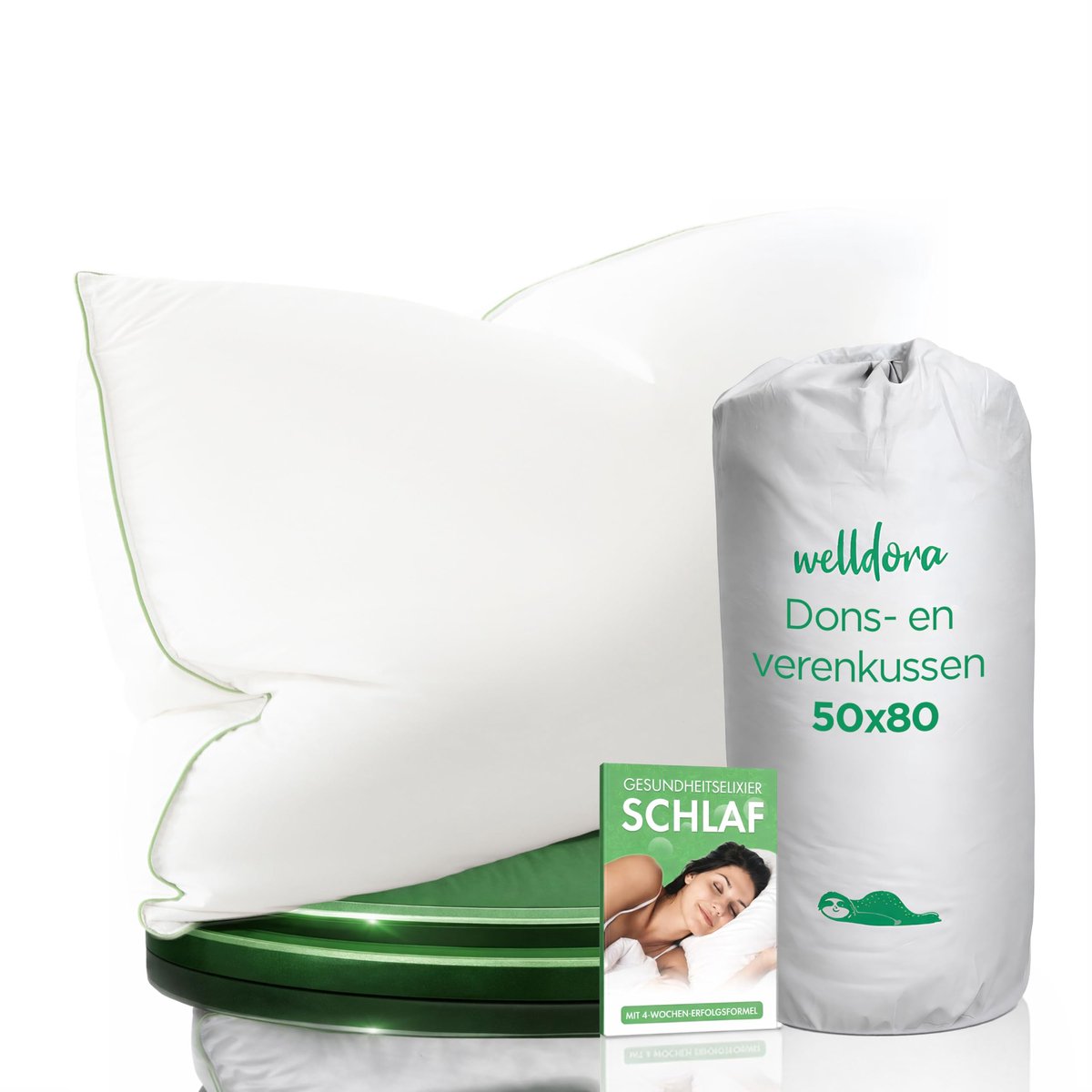 SnelShoppen - Premium Hoofdkussen 50x80 | Ergonomisch Neksteunkussen met 100% Natuurlijke Donsvezels & Veren | Medisch Getest, Oeko-Tex Gecertificeerd