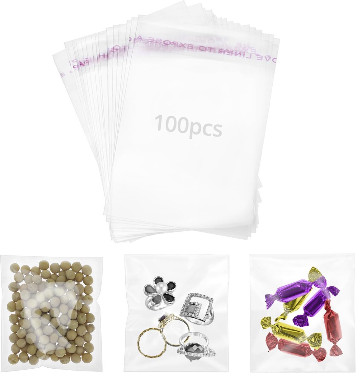 Dailygoods - 100 Stuks Transparante Cellofaanzakjes voor Verpakking