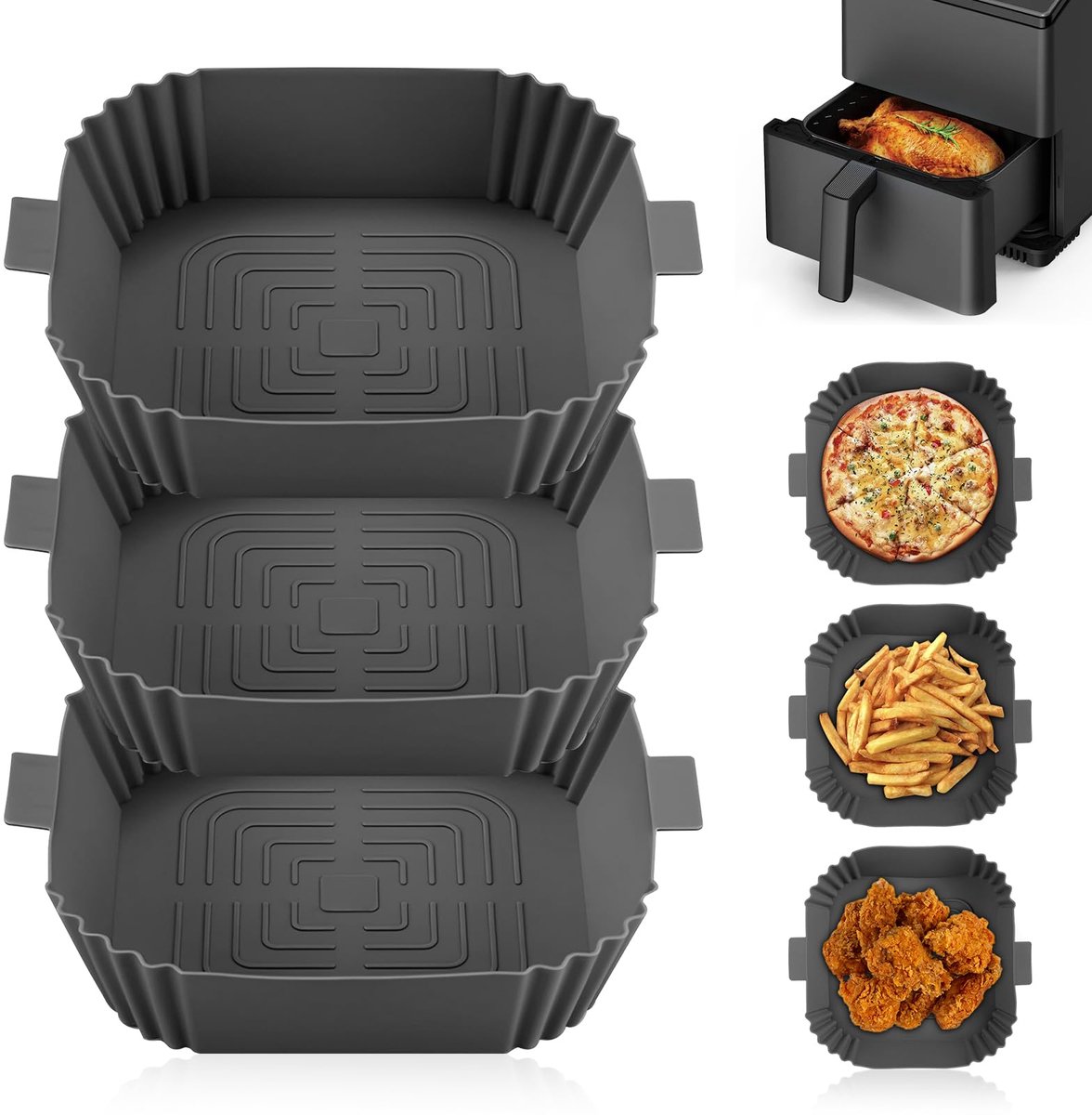 Dailygoods Set van 3 Herbruikbare Siliconen Mallen voor Airfryer en Oven