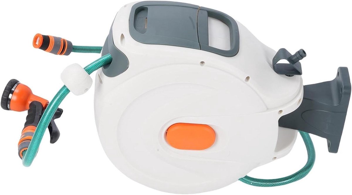Intrekbare Tuinslanghaspel - Wandslanghaspel Automatisch - Eenvoudig Water Geven - 180 Graden Draaibaar - 10 Meter - Grijs