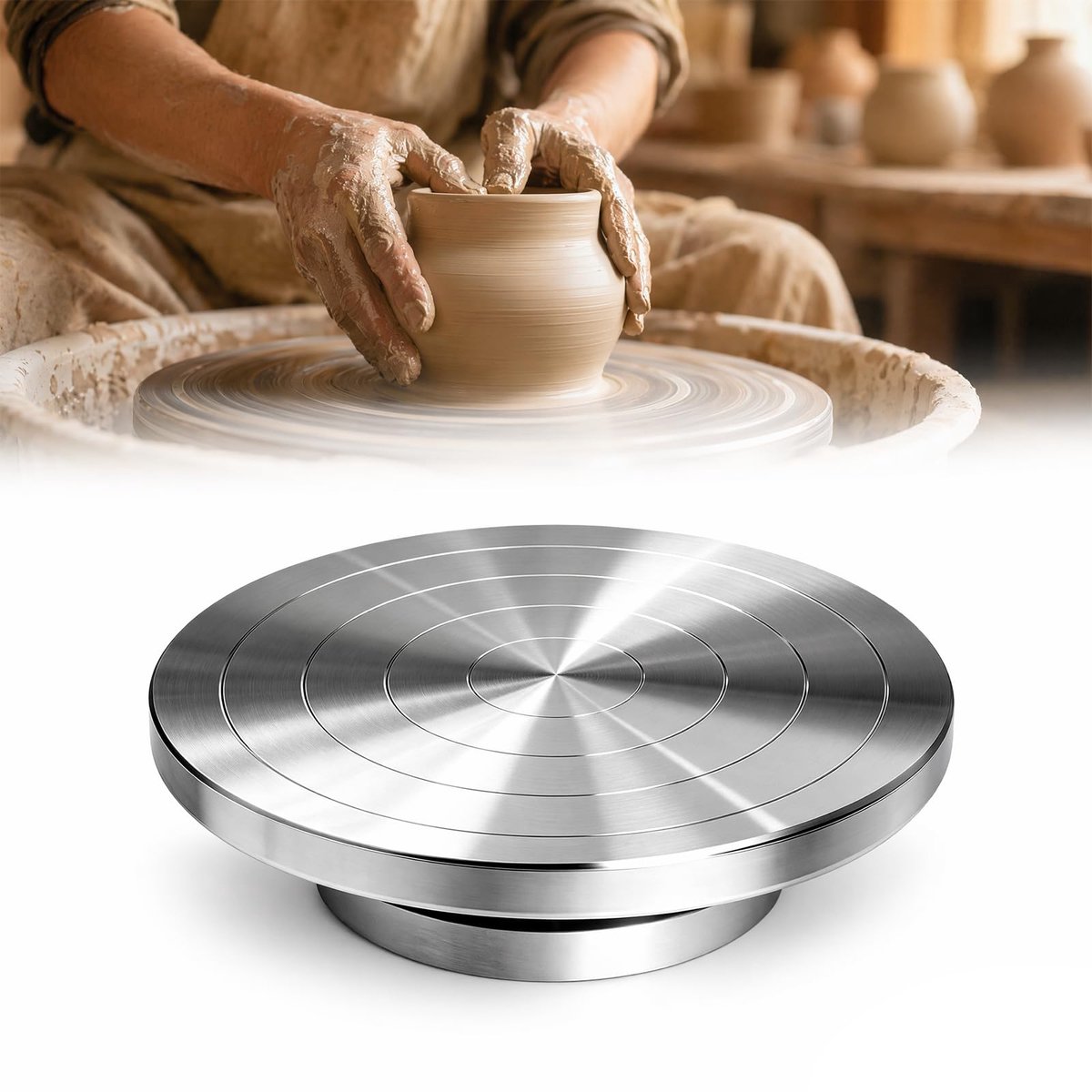 SnelShoppen - Draaibare Pottenbakkerijschijf 20/25 cm - Pottenbakkers Handmatige Sculptuur - Dubbelzijdig Doe-Het-Zelf Kleigereedschap voor Beeldhouww