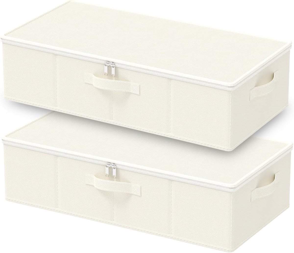 SnelShoppen - Opbergtas voor onder bed, opvouwbaar, kledingorganizer met 4 handgrepen, beige, 60 x 30 x 15 cm, 2 stuks voor slaapkamer, kast en rek