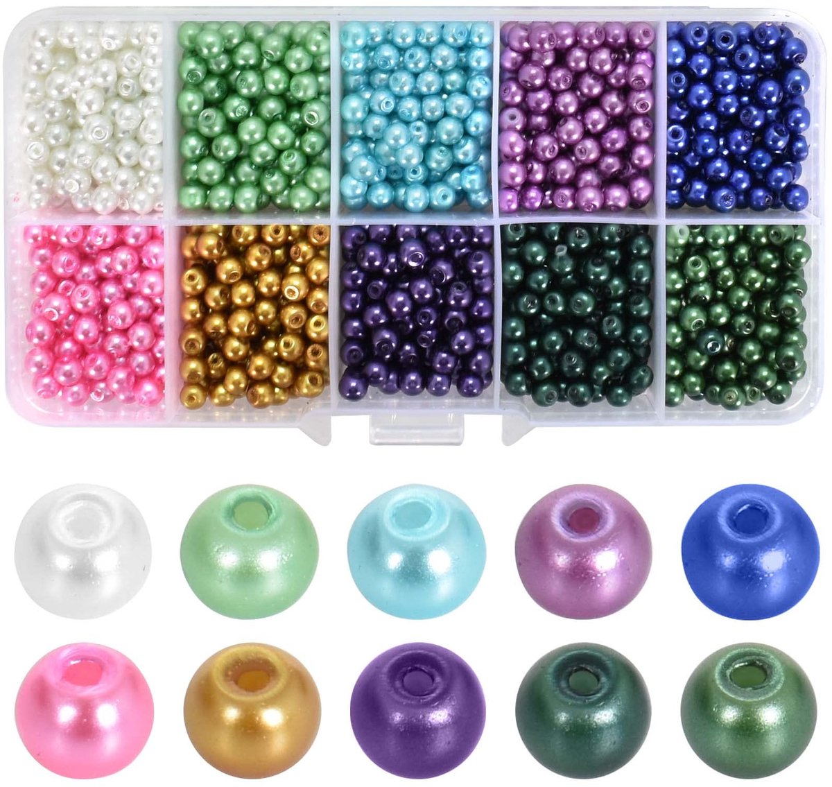 Dailygoods - Glazen Kralen Set - 1000 Stuks in 10 Kleuren