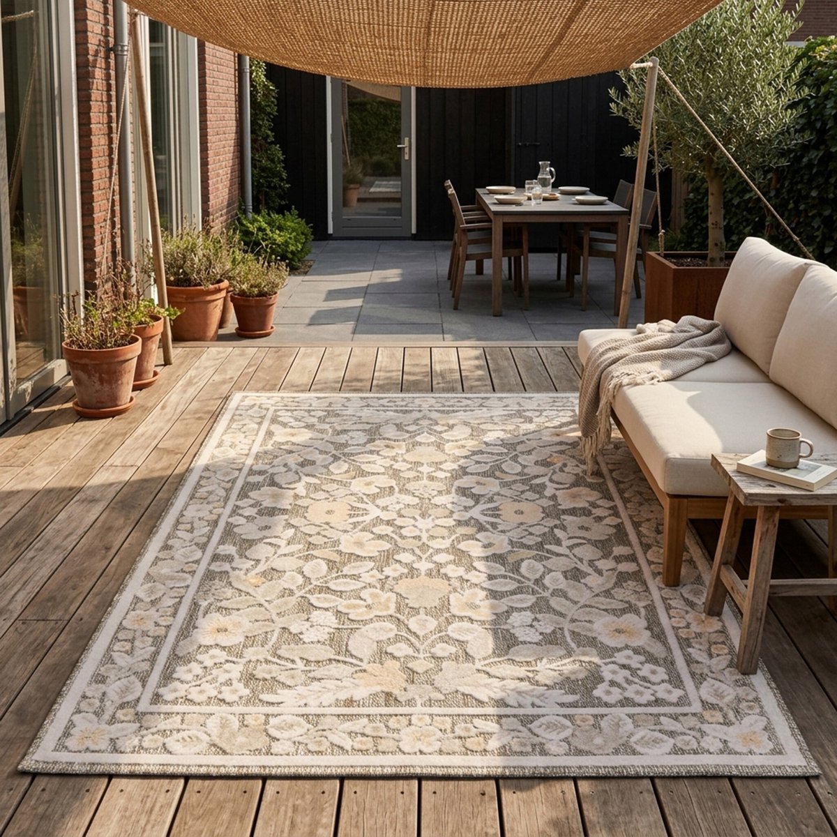 Fraai buitenkleed - Bloom Oriental Taupe - 80x150cm