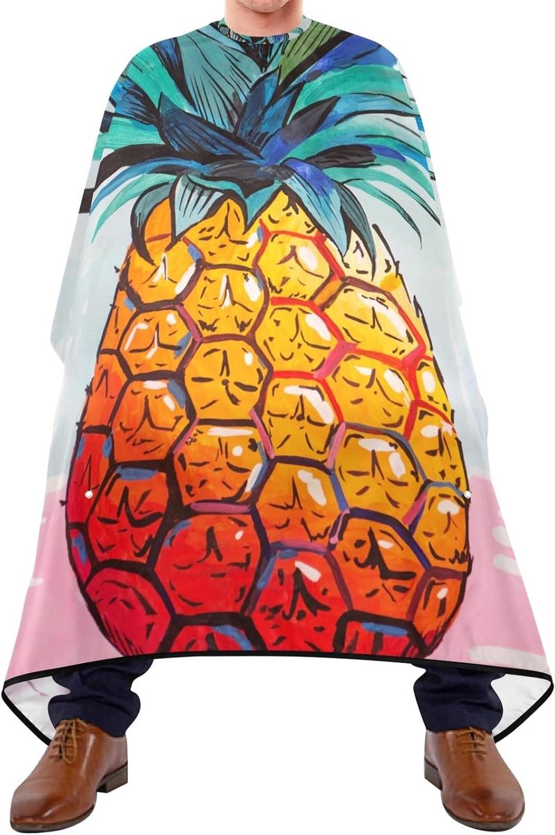Kapmantel Ananas - Kappersmantel Salon Cape - Haarknippen en Stylen - Verstelbare Halssluiting - 140 x 170 cm - Geel