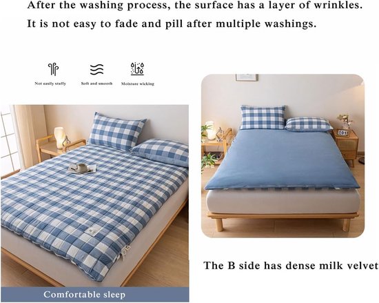 Opvouwbare Matras - Futon Vloerbed - Comfortabel Slapen - Dikke Katoen Vulling - 90x200cm - Grijs — afbeelding 5
