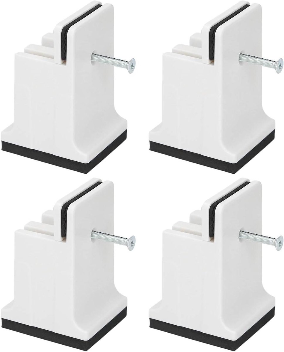 Bedverhogers - Meubelverhogers Tafelverhoger - Meubels Verhogen - Verstelbare Schroefklem - 10 cm Hoog - Wit