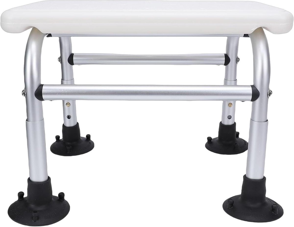 Verstelbare Douchestoel - Badkruk Douche - Veilig Douchen - Antislip Voetjes - 41x22x32cm - Wit