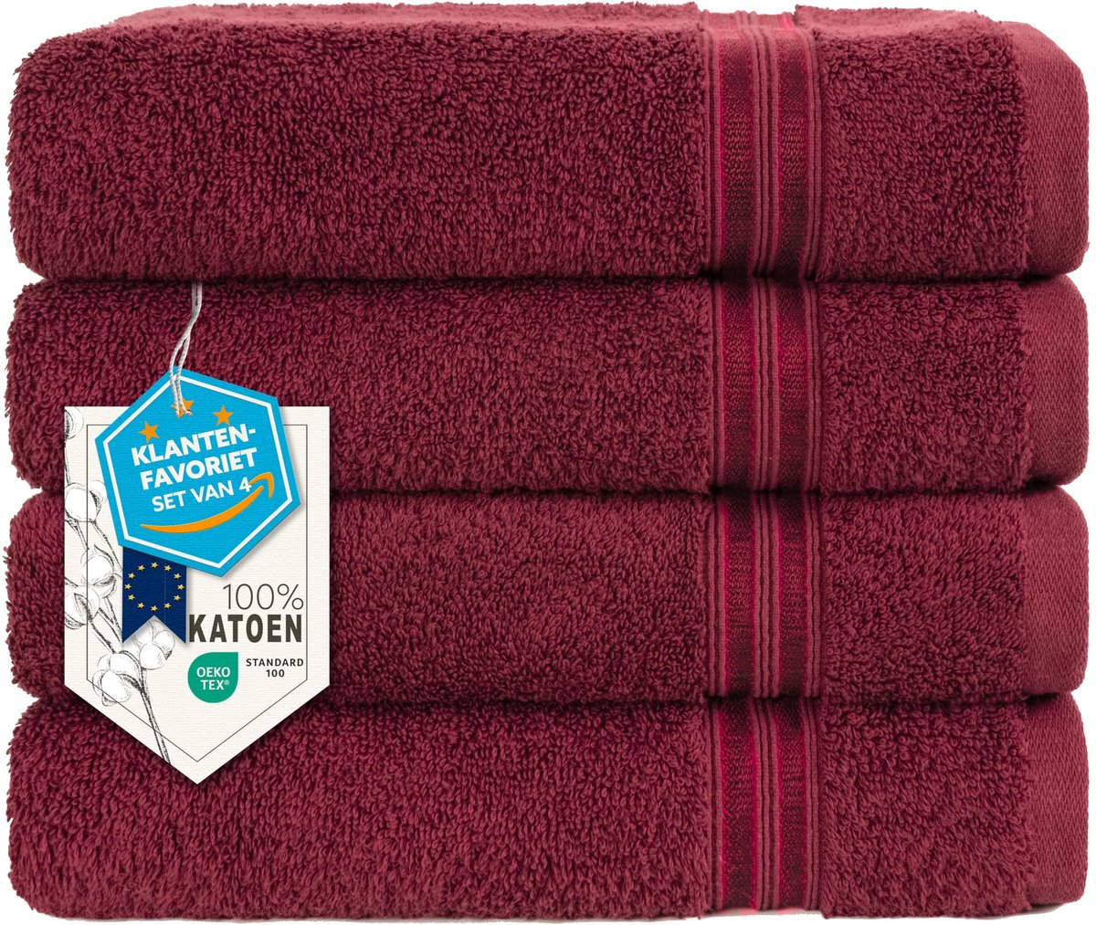 SnelShoppen - Hammetex Handdoeken Set 4-delig - 50x100 cm - 100% Katoen Badstof - Zacht, Absorberend, OEKO-TEX Gecertificeerd, met Ophanglus voor Bad,