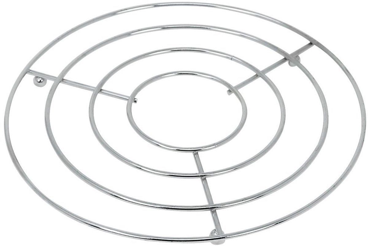 SnelShoppen - 6x Metalen Onderzetters Ronde Hittebestendige Standaards Ø 20 cm - Zilverkleurig voor Pannen en Theepotten - Keuken, Feest, Tuin, Campin