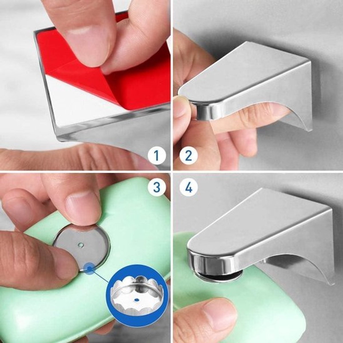 Zeephouder met Magneet - Praktisch RVS Opbergbakje voor Badkamer - Magneet Zeepschaal voor Douche en Gootsteen