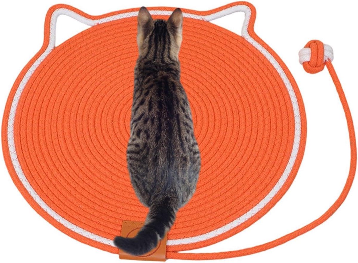 Kattenkrabmat - Meubelbeschermer Krabben - Krabgedrag Stimuleren - Natuurlijk Katoentouw - 25 x 25 x 5 cm - Oranje