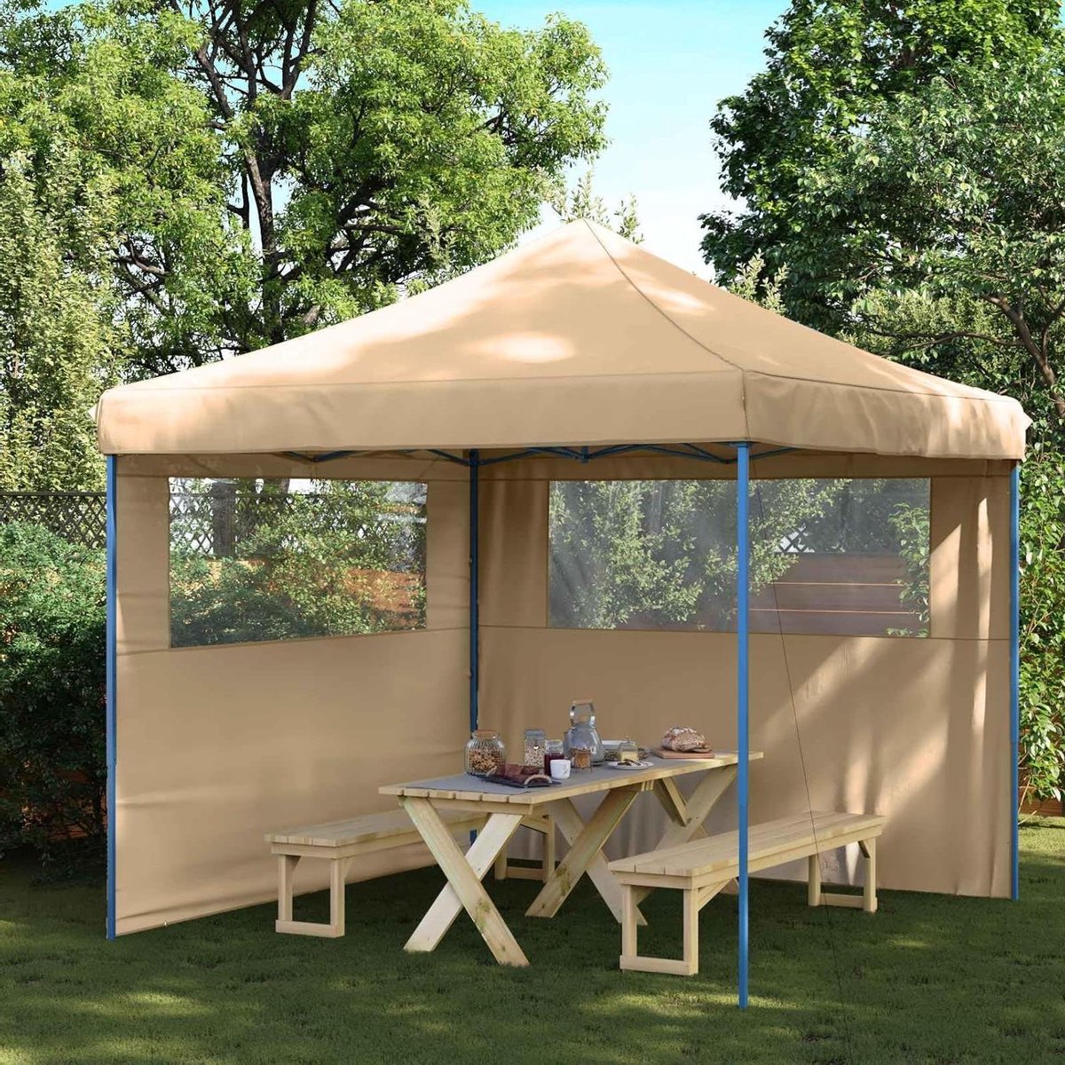 Partytent - Feesttent Tuin - Buitenfeesten Organiseren - Waterafstotend Oxford-stof - 292 x 292 x 315 cm - Beige