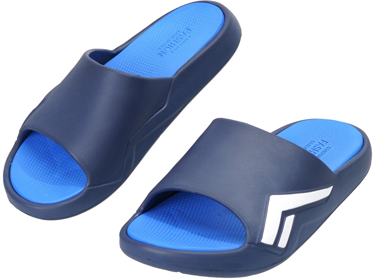 SnelShoppen - Herensandalen Comfortabel Gevoerd Antislip Zomerlicht EVA Schoenen voor Heren Navy Blauw 43 EU voor Zwembad Zee Tuin Vakantie