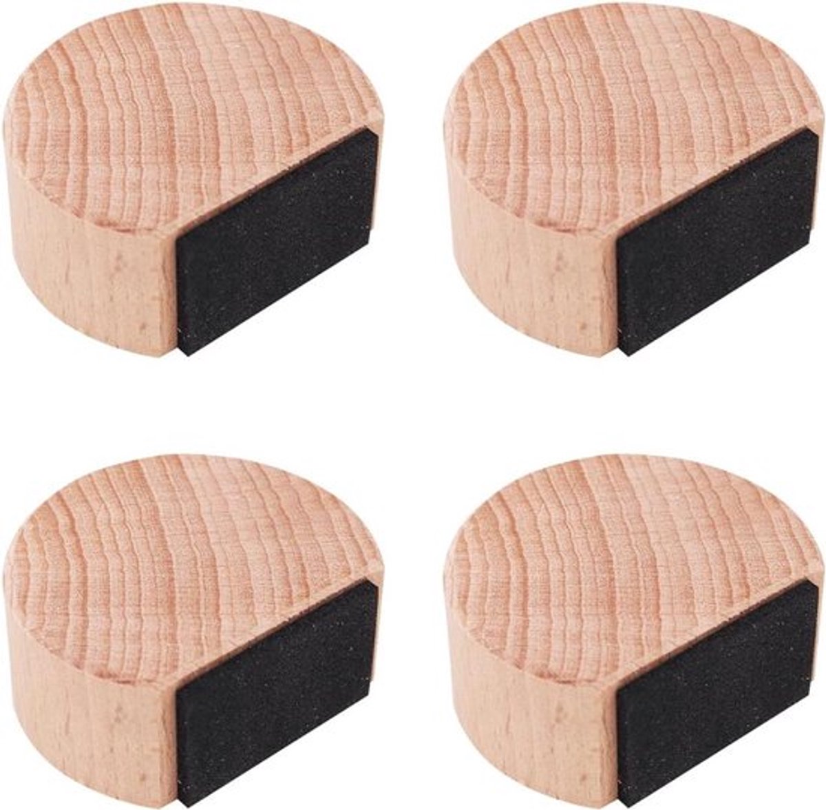 4-delige set houten deurstoppers voor slaapkamer - anti-collision - eenvoudig te monteren - ronde deurstoppers