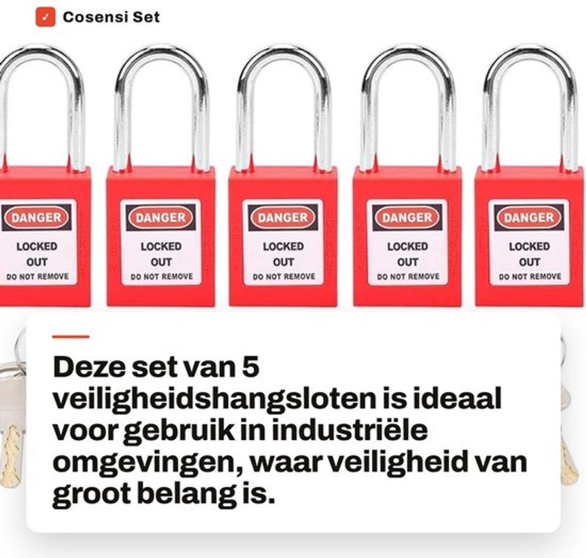 Veiligheidshangslot Klein - Hangslot met 2 Sleutels - Nylon PA - Geschikt voor Transport - Beschrijfbaar Label - Schokbestendig