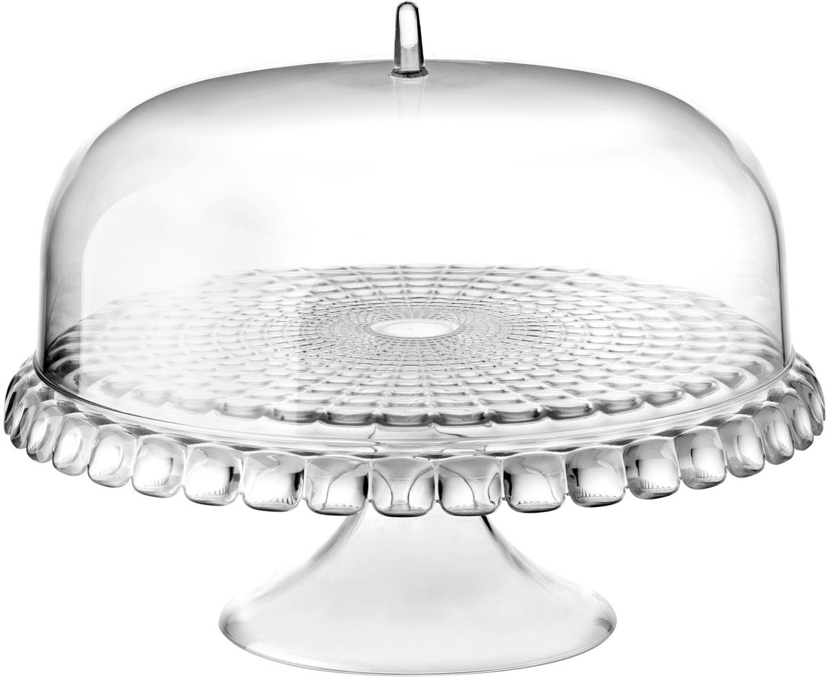 Famanu – Taartplateau met bel, transparant, Ø 36 x h28 cm, ideaal voor het presenteren van taarten en gebak