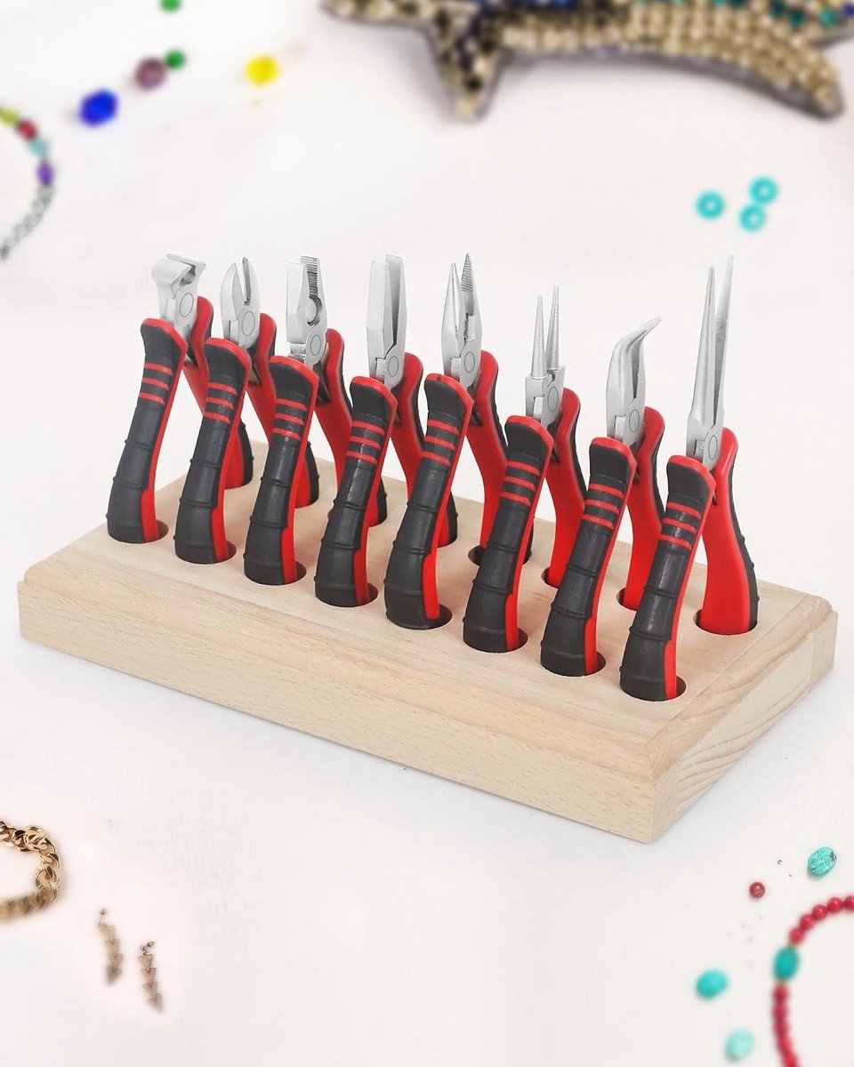 Tangen Set - Precisie Gereedschap - Sieraden Maken - Houten Opbergrek - 8 Delig - Rood