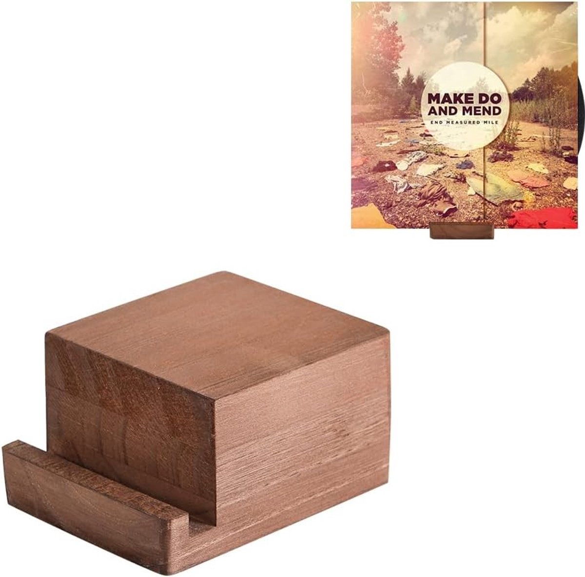 Vinylplaten Houder - Bruin - 8,6 x 11,4 x 5,8 cm - Houten Displaystandaard voor LP's en CD's - Voor Vinylliefhebbers