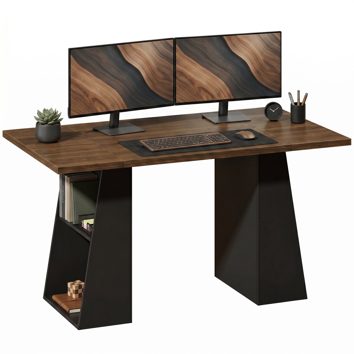 HOMCOM Writing Desk-Spanplatte, MDF-140L x 78B x 75H cm-Braun-Schwarz