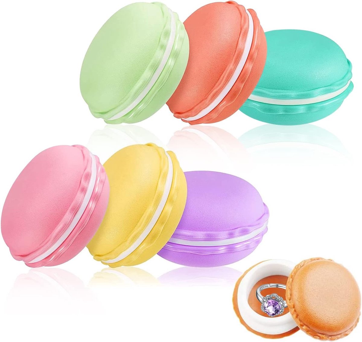 Mini Macarons Doos met 6 Stukken, Multifunctionele Opbergdoos voor Sieraden, Perfect voor Oorbellen en Kettingen