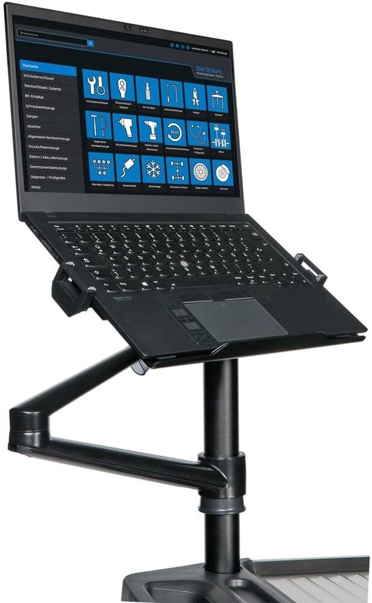 SW-Stahl 07124L Laptophouder voor werkplaatswagen I Tabletstandaard verstelbaar I Laptopstandaard in hoogte verstelbaar I Houder voor laptop I Laptopstandaard I Laptoptafel I Laptopstandaard zwart
