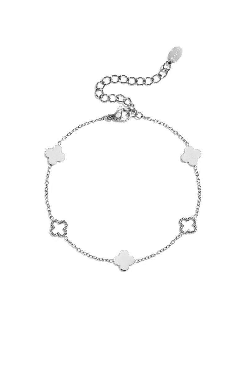 Bijoutheek Armband (Sieraad) Klavers Dicht Open Zilverkleurig