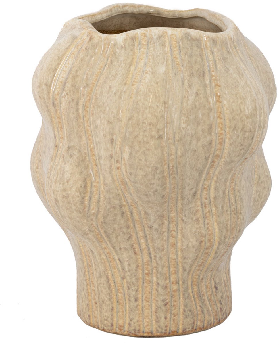 homebound by ky Aardewerk vaas organisch zand | 17,5x17,5x35,5cm | bloemenvaas keramiek off-white