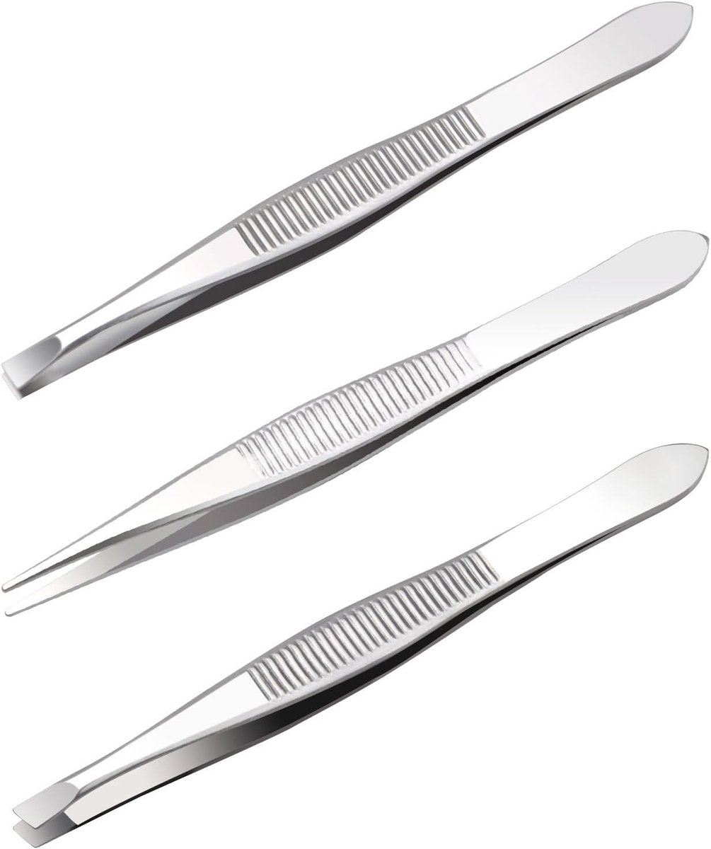Professionele Pincet Set - Zilver - 8,8 cm - Roestvrij Staal - Voor Gezichtsverzorging en Epileren