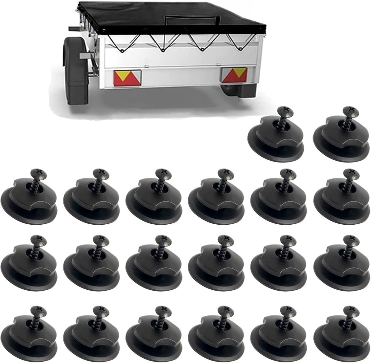 20 Stuks Duurzame Hanger Accessoires voor Zeilen, Waterdichte Tarpaulin Haakjes en M5 Schroeven voor Trailerbevestiging