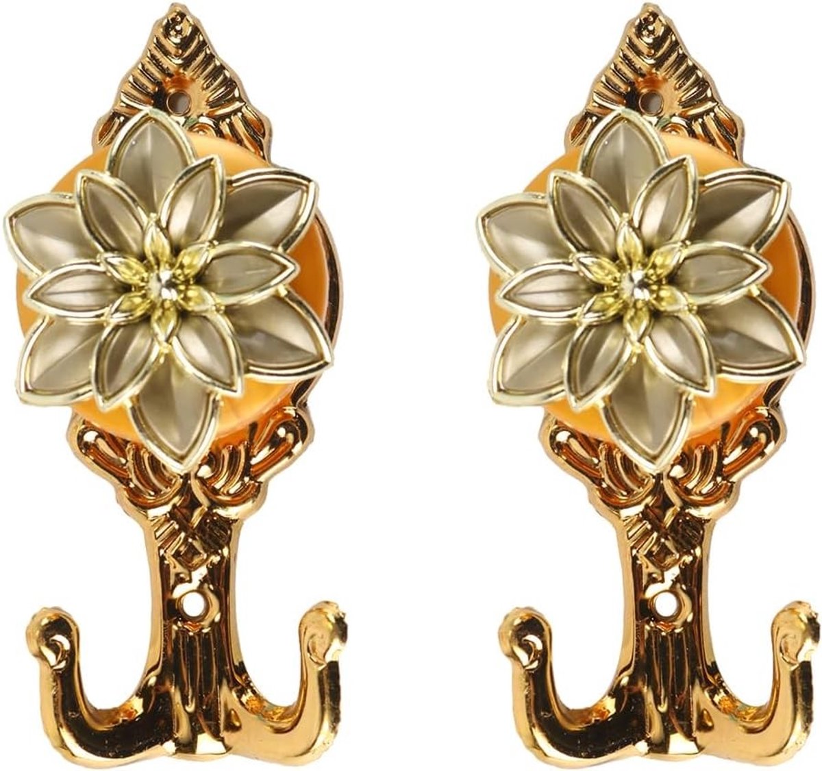 2 Stuks Vintage Dahlia Gordijnhaken - Decoratieve Haken voor Kleding, Sterke Draagkracht voor Slaapkamer, Badkamer en Keuken